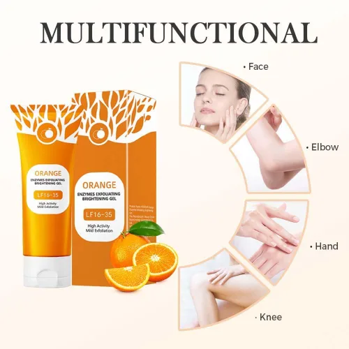 Vista 4 de Gel exfoliante naranja para cara y cuerpo, gel limpiador exfoliante 2025, geles de enzimas naranjas, limpieza profunda de los poros, elimina puntos