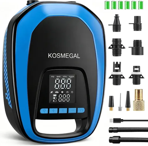 Vista 9 de Bomba eléctrica portátil para tabla de remo kosmegal, bomba SUP para tabla de remo, compresor de aire de 20 PSI con apagado automático, función