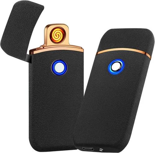 Vista 14 de Encendedor Electrónico, Encendedor Eléctrico, Encendedor Inteligente Recargable USB, Encendedores Geniales Portátil Encendido de Doble Cara Negro