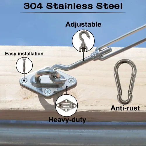 Vista 2 de Kit de herramientas para toldo, kit de accesorios de acero inoxidable para triángulo, cuadrado, rectangular, instalación de toldo para patio y césped
