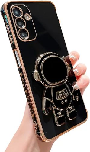 Vista 63 de phylla para Samsung Galaxy A12 Funda de Teléfono con Soporte Oculto de Astronauta Chapado en Oro de Lujo Lindo Astronauta Lateral Lindo