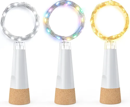 Vista 8 de Luces para botellas con corcho, luz recargable por USB, para botella de vino, funciona con pilas, guirnalda de luces mejoradas 2025
