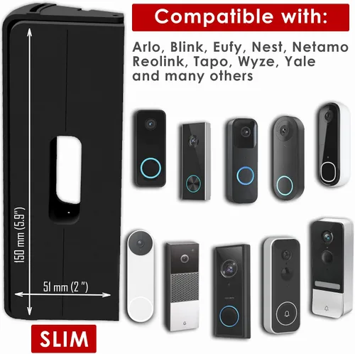 Vista 2 de Soporte de ángulo ajustable para timbre de puerta de 25 a 55 grados sin taladro, compatible con todas las baterías de timbre de video Nest