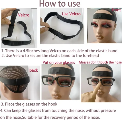 Vista 5 de Soporte para gafas, protector de nariz, suspensión para rinoplastia, septorinoplastia y recuperación de nariz rota, protector de nariz, ajustable
