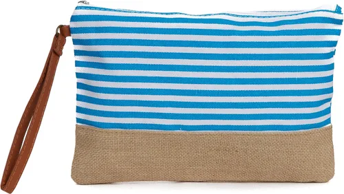 Vista 6 de Leisureland Bolsa de cosméticos de dos tonos de lona de algodón maquillaje bolsa de embrague, rojo (Buffalo Plaid Red)