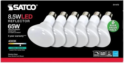Vista 6 de Satco Bombilla LED de inundación 11472-8.5BR30/LED/840/120V/6PK S11472 BR30