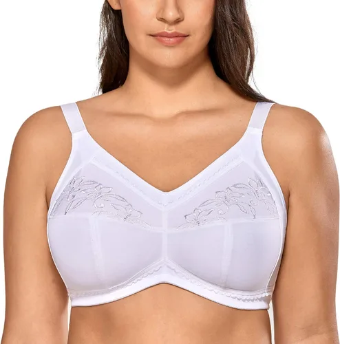 Vista 3 de DELIMIRA Bralette de algodón para mujer, con bolsillos para mastectomía, sin varillas, poscirugía, talla grande, para dormir
