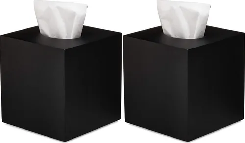Vista 11 de Cubierta cuadrada para caja de pañuelos de la colección negra mate
