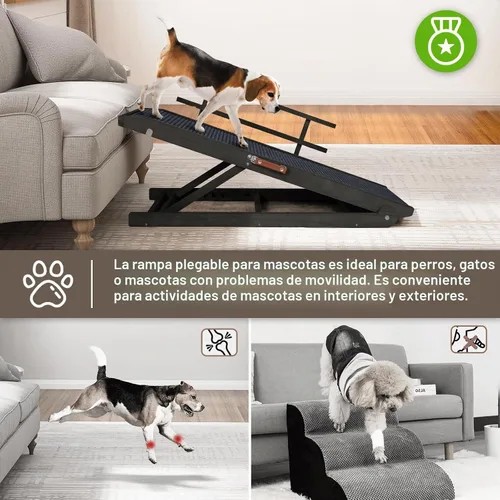 Vista 2 de Rampa para perros para sofá, rampa para mascotas de 7 alturas ajustables