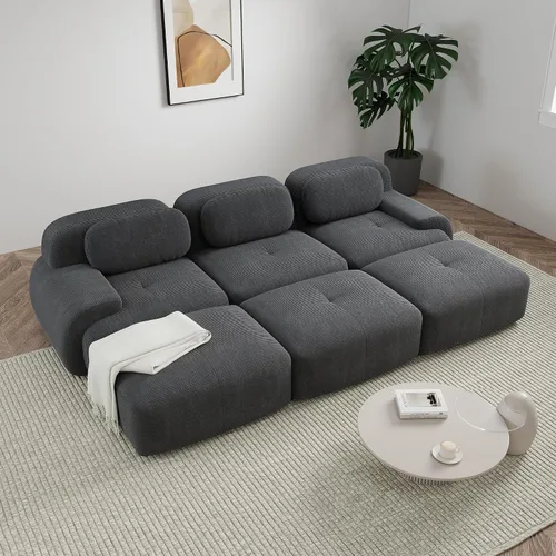 Vista 35 de Sofá sin hueso de 82 pulgadas, cómodo sofá cama de dos plazas, sofá comprimido con asiento profundo, sofá nube de pana para sala de estar
