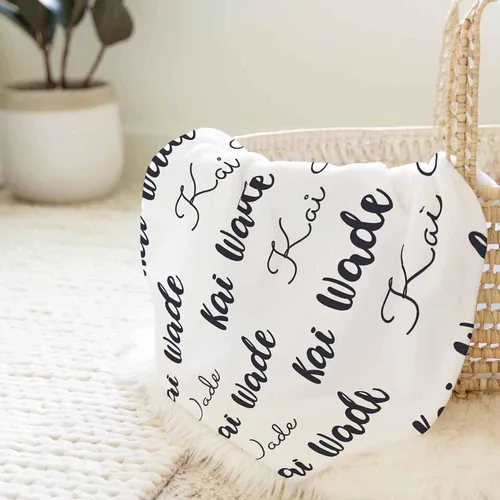 Vista 9 de Mantas con nombre personalizadas para bebés, niños y adultos. Manta con nombre personalizado del nombre del bebé. Manta con nombre personalizada