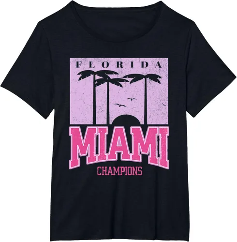 Vista 25 de MIAMI Beach Sunset Camiseta Florida Miami Palm Trees Camiseta Camiseta, Negro