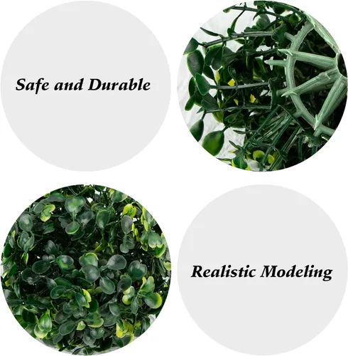 Vista 7 de Azure Zone, Paquete de 6 bolas artificiales de boj de 4 pulgadas para plantas verdes decorativas para jardín y hogar