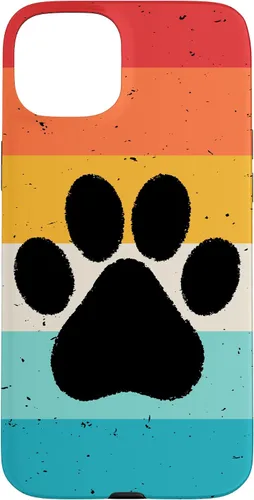 Vista 9 de iPhone 16 Gato Perro Paw Print en estilo retro Vintage Case
