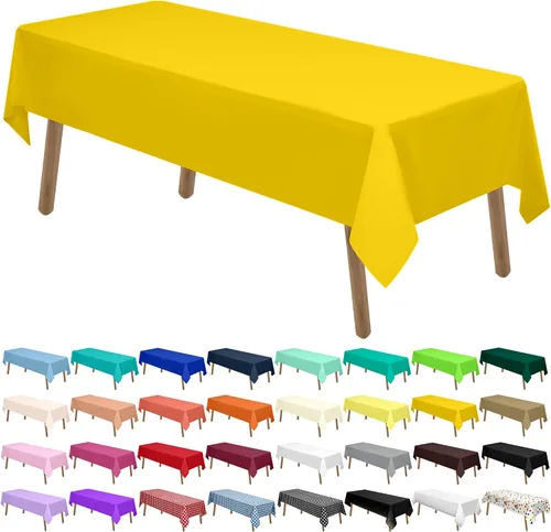 Vista 33 de Manteles de Plástico Azul Claro Paquete de 2 Cubiertas de Mesa Desechables 54 x 108 Pulgadas Manteles para Baby Shower Fiesta PEVA Manteles Azul