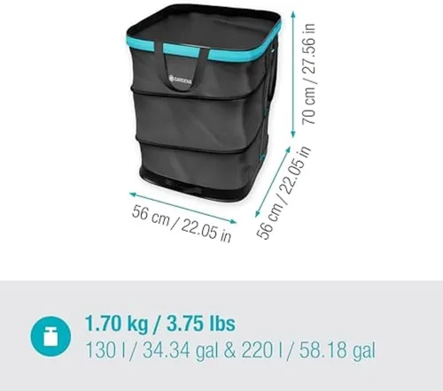 Vista 5 de Gardena Saco de basura de jardín PopUp Tamaño L: Rectangular, fácil de usar, bolsa de basura plegable para el jardín, volumen de 220 l, para recoger