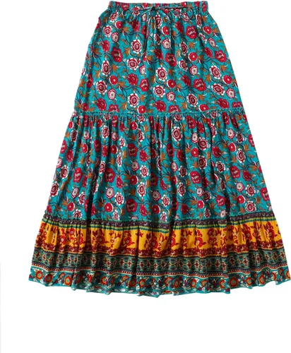 Vista 52 de Milumia Women Boho Vintage Floral Print Long Skirt Summer Tiered Maxi Skirt