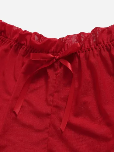 Vista 4 de MakeMeChic Conjunto de pijama de 3 piezas para mujer lencería de encaje floral con bata