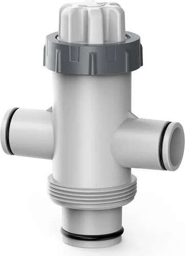 Vista 9 de Válvula de émbolo [patentada] Deeroll con soporte de tubería para piscinas sobre el suelo 2-in-1 Valve and Holder, Fits 1.25 and 1.5 Inch Hoses