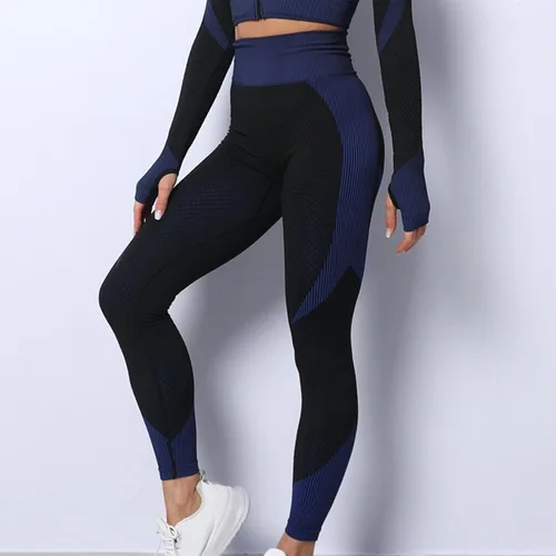 Vista 3 de Lastesso Ropa de abrigo para mujer, leggings sin costuras, pantalones de yoga de cintura alta, ahuecados, color degradado, levantamiento de glúteos