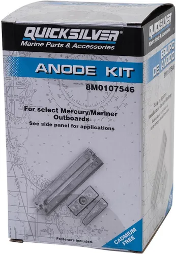 Vista 2 de Quicksilver 8M0107546 Kit de ánodo de aluminio para fuerabordas selectas Mercury 40-115 Hp