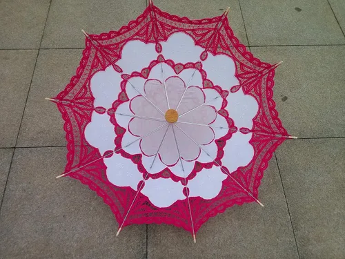 Vista 22 de Sombrilla de encaje hecha a mano para boda nupcial, 30 pulgadas, tamaño adulto