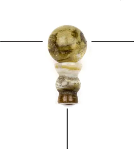 Vista 8 de Cherry Blossom Beads Piedra preciosa Mala Guru Bead – Turquesa africana – Tres agujeros 0.394 in redondo con torre de 0.276x0.394 in – Tres