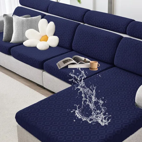 Vista 15 de Genina Fundas de cojín para sofá impermeables, fundas elásticas para sofá seccional, funda de cojín lavable, antideslizante, con parte inferior