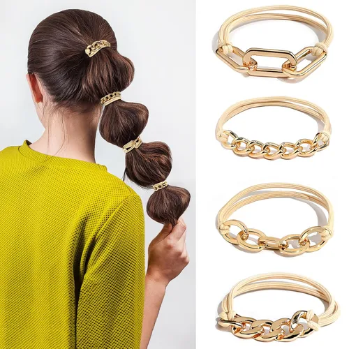 Vista 9 de Lazos para el cabello sin daños, accesorios para el cabello, 8 piezas prácticas elásticas lindas bandas para el cabello, joyería de moda para cola