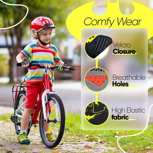 Vista 6 de Guantes de ciclismo de medio dedo para niños, antideslizantes, acolchados, antideslizantes, sin dedos, para niños y niñas, ideales para BMX, MTB