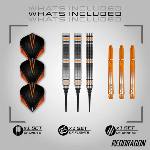 Vista 2 de RED DRAGON Darts - Amberjack Javelin Pegasus Razor Edge - Professional Tungsten Soft Tip Darts - Includes Dart Flights and Shafts