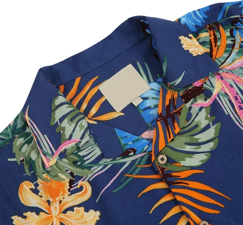 Vista 7 de Novedad Camisa con Estampado Floral Blusa Hombres Solapa Botón Abajo Camiseta Jersey Manga Corta Frente abierto
