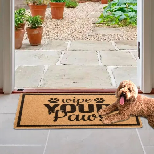 Vista 2 de Wipe-Your-Paws-Felpudo – Tapete de bienvenida con huella animal para exteriores e interiores, tapete divertido para puerta de entrada exterior