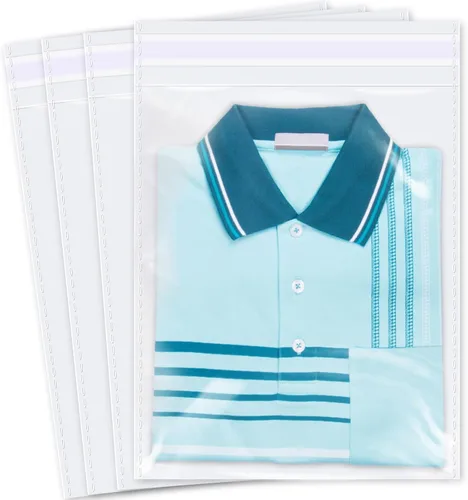 Vista 3 de iMailer - 100 bolsas de celofán de plástico transparente de 10 x 13 pulgadas - Bolsas de polietileno de celofán autosellables resellables