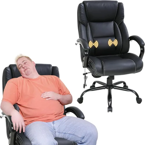 Vista 11 de Silla de oficina grande y alta para personas pesadas, 500 libras, silla de computadora de piel sintética, silla de escritorio de masaje, silla