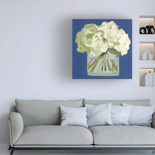 Vista 3 de Lienzo decorativo para pared, diseño de hortensias blancas II de Emma Scarvey, para sala de estar, dormitorio u oficina, 14 x 14 pulgadas