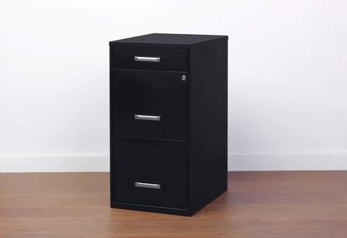 Vista 8 de Armario organizador de metal de 18 pulgadas de profundidad con cajón para lápices, color negro