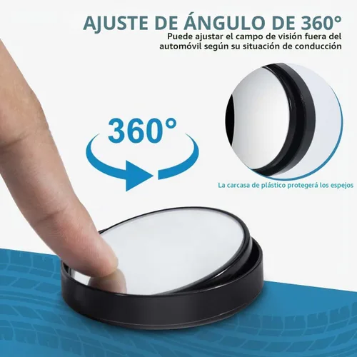 Vista 3 de OBTANIM Paquete de 2 espejos de punto ciego de 2 pulgadas de ángulo ajustable HD de vidrio redondo de visión trasera para automóvil, accesorios