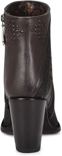Vista 5 de Cuadra Botines de mujer en piel auténtica de raya, con cremallera, color negro