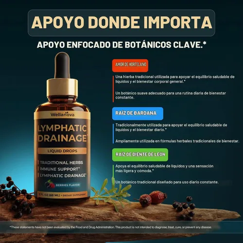 Vista 5 de Gotas de apoyo de drenaje linfático - Suplemento para apoyo linfático