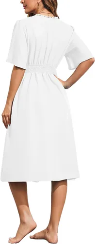 Vista 5 de Ekouaer Pareos para traje de baño para mujer, sexy, frente abierto, bikini, kimono, cárdigan, salida de baño, ropa de playa larga y fluida