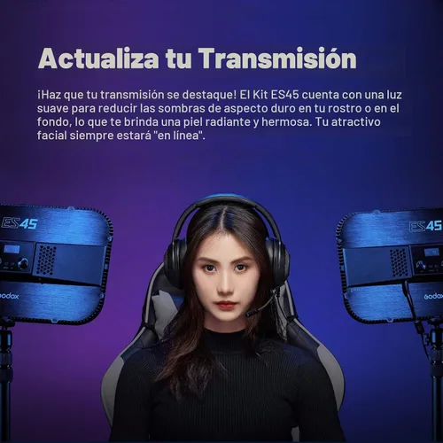 Vista 3 de Godox Luz de llave ES45, luz de video LED con soporte de escritorio extensible, control inalámbrico 2.4G, 0-100% de brillo y temperatura