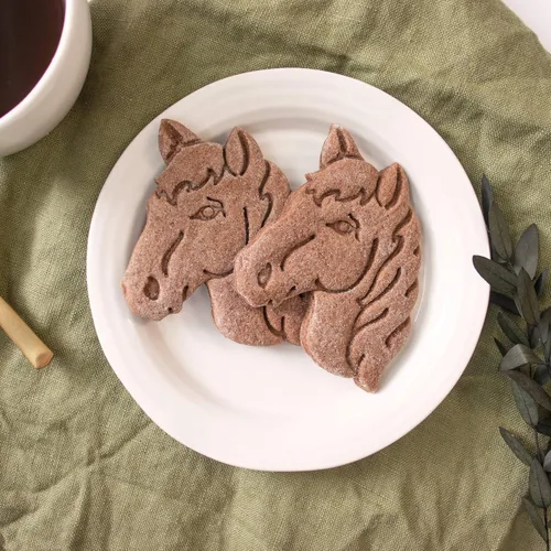 Vista 5 de Juego de 2 cortadores de galletas de caballo - Cabeza de caballo y diseños de correr, 2 piezas - Bakerlogy
