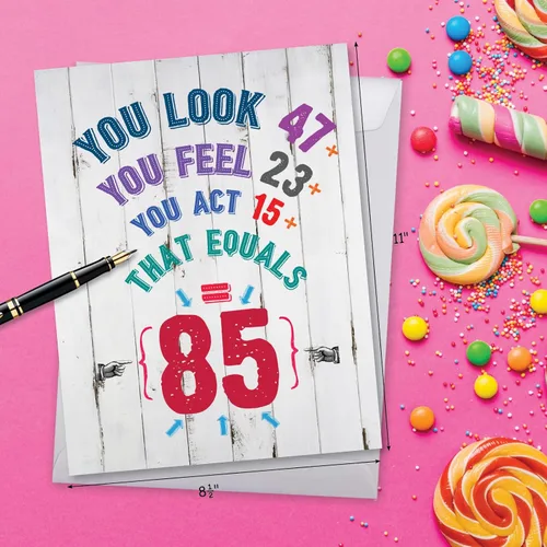 Vista 3 de NobleWorks - Divertida tarjeta de feliz cumpleaños número 85 (8.5 x 11 pulgadas) - Tarjeta jumbo para niños de 85 años, felicitaciones de cumpleaños