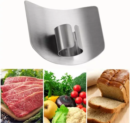Vista 2 de Protector de dedos de acero inoxidable, 2025 nuevo protector de dedos para cortar alimentos, herramienta de rebanar protector de dedos para cocina