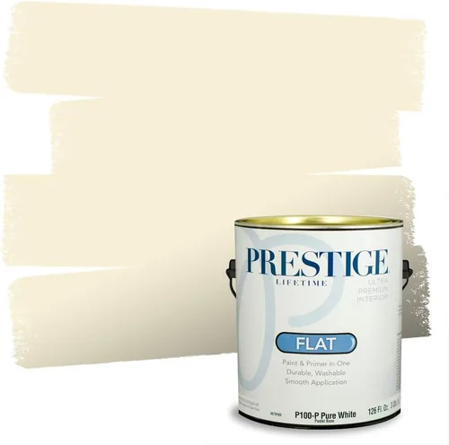 Vista 94 de PRESTIGE Pinturas de pintura exterior e imprimación en uno, 1 galón, plano, combinación comparable de Benjamin Moore* Manzanilla*