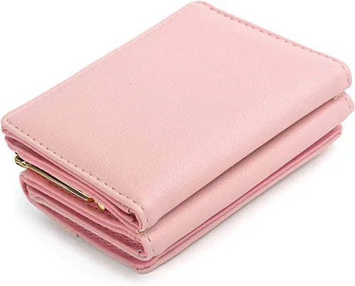 Vista 8 de UTO Cartera triple para mujer, lindo gatito con lazo, tarjetero pequeño