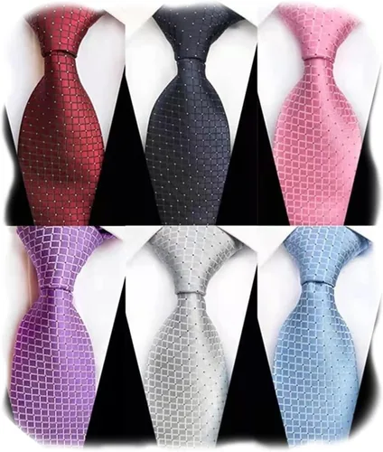 Vista 50 de WeiShang Lote de 6 corbatas clásicas de seda para hombre, corbatas tejidas jacquard