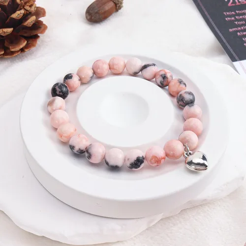Vista 4 de Pulsera de piedra natural para mujeres y niñas, regalo para amiga, hermana, hija, nieta, ahijada, sobrina, novia, alma gemela, inspirador