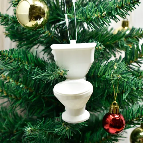 Vista 2 de Adorno para árbol de Navidad para inodoro, toque divertido para decoraciones de Navidad y gran regalo de Papá Noel sucio o broma, fabricado